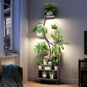 Indoor Plant Stand with Grow Light